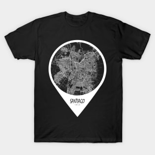 Santiago, Chile City Map - Travel Pin T-Shirt